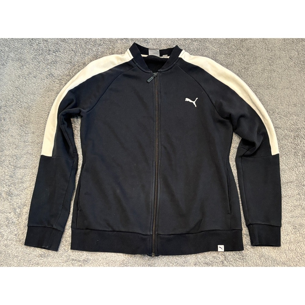 Puma Track Jacket Womens XL Navy Blue Full Zip Athletic Sweater Activewear
